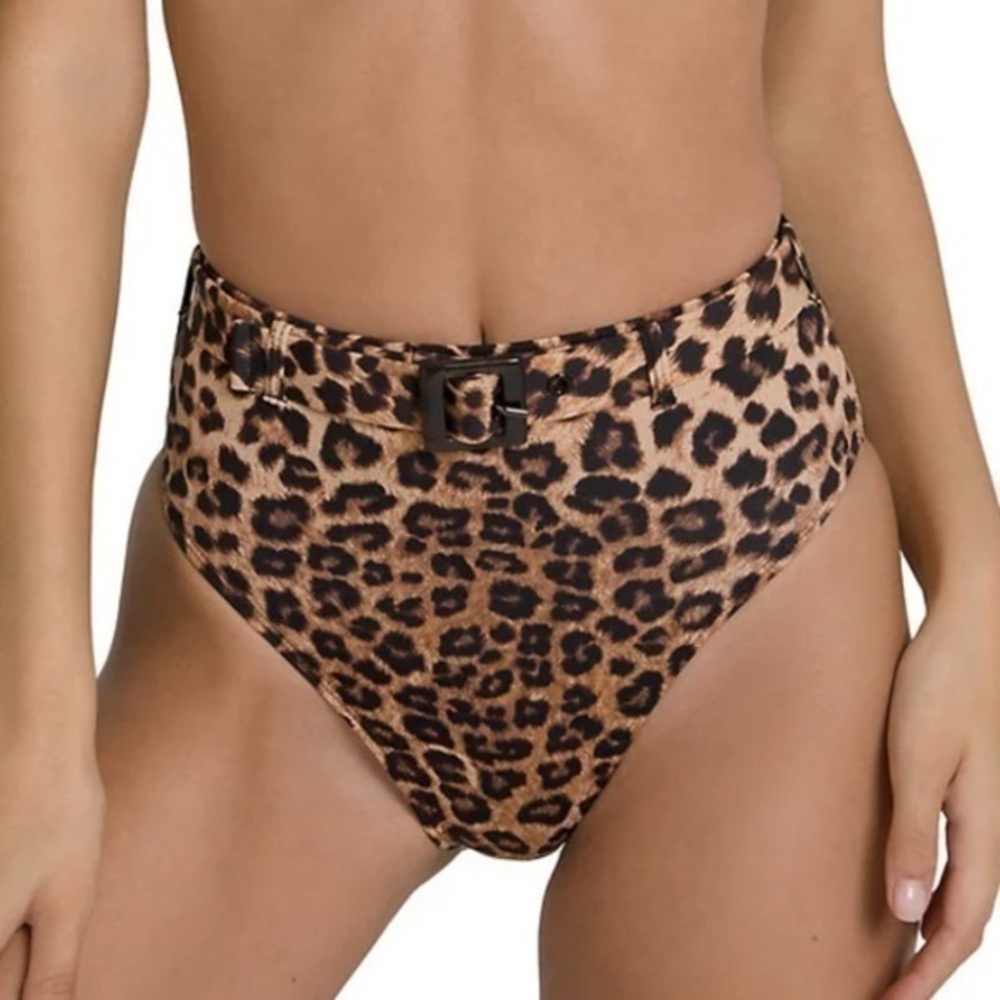 Good American Belted Bikini Bottom Show Off Leopard Size 2